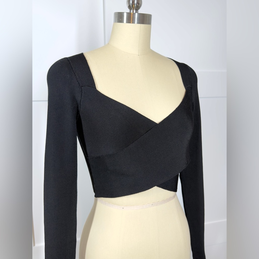 NWT EXPRESS BODY CONTOUR WRAP FRONT CROPPED SWEATER